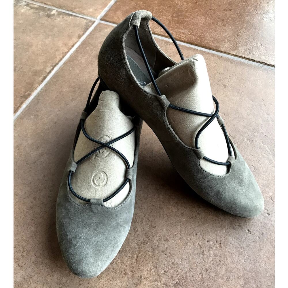 Earthies by Earth Brown Suede Ballet Slippers w Crossover Cords size 8.5 - Picture 13 of 16